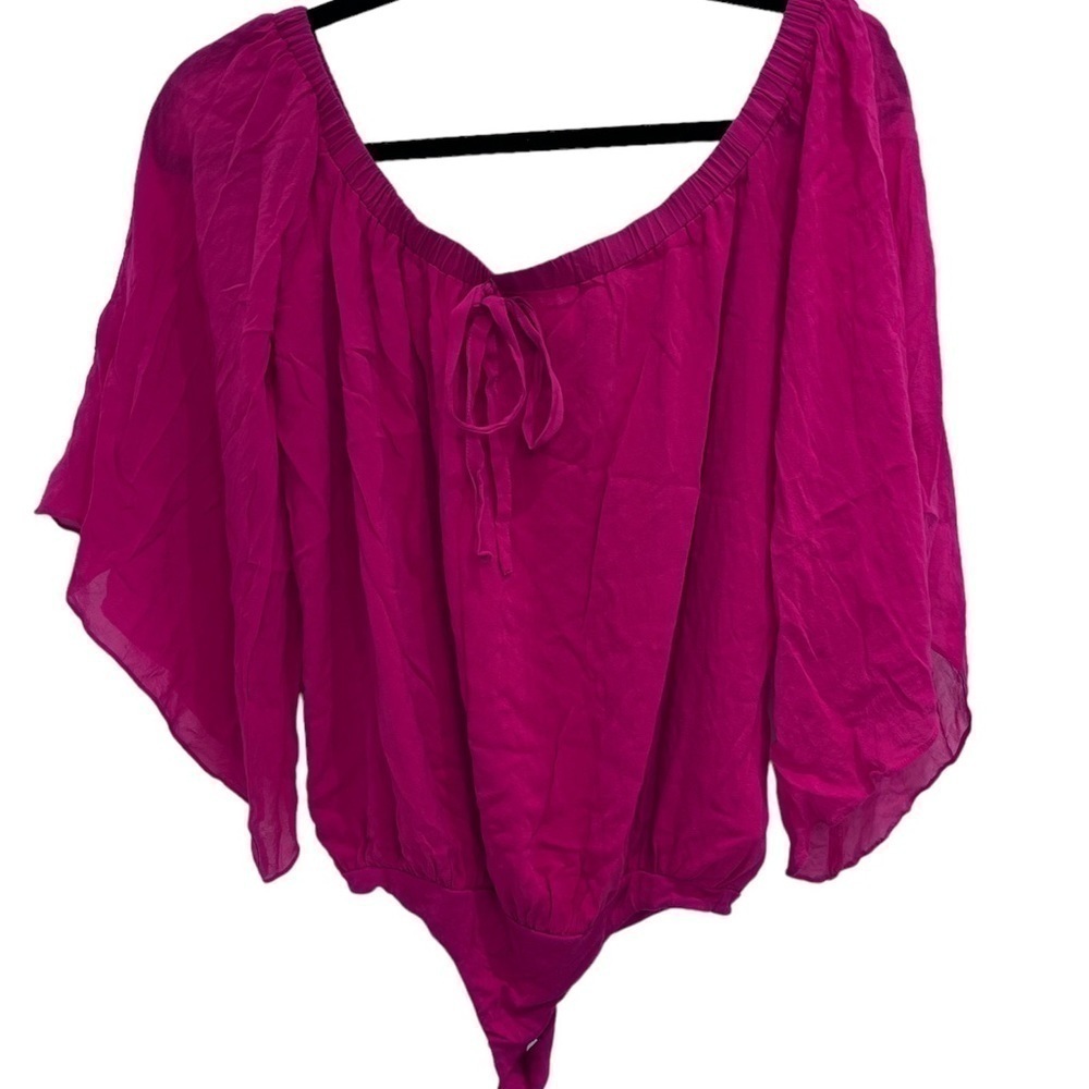 Guess by Marciano pink silk bodysuit hot pink size xs